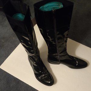 Black Patent Leather Marina Rinaldi (Portugal) knee-hi boots sz 41EU/11US
